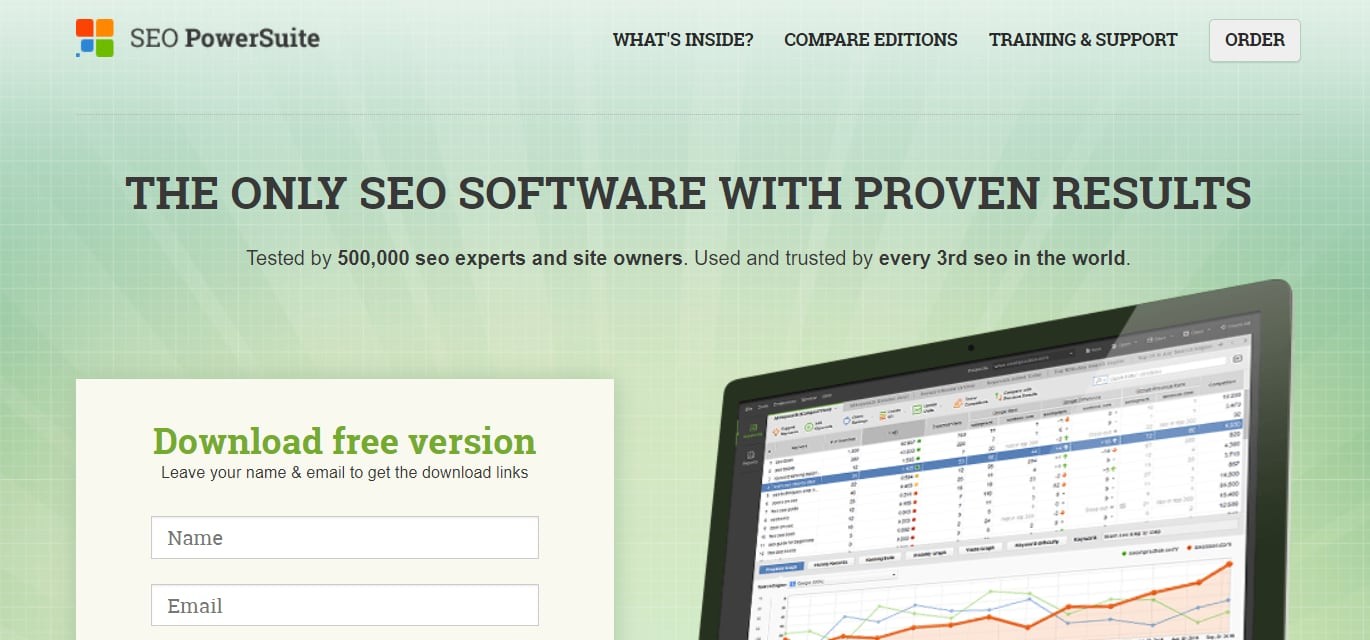 seo power suite homepage