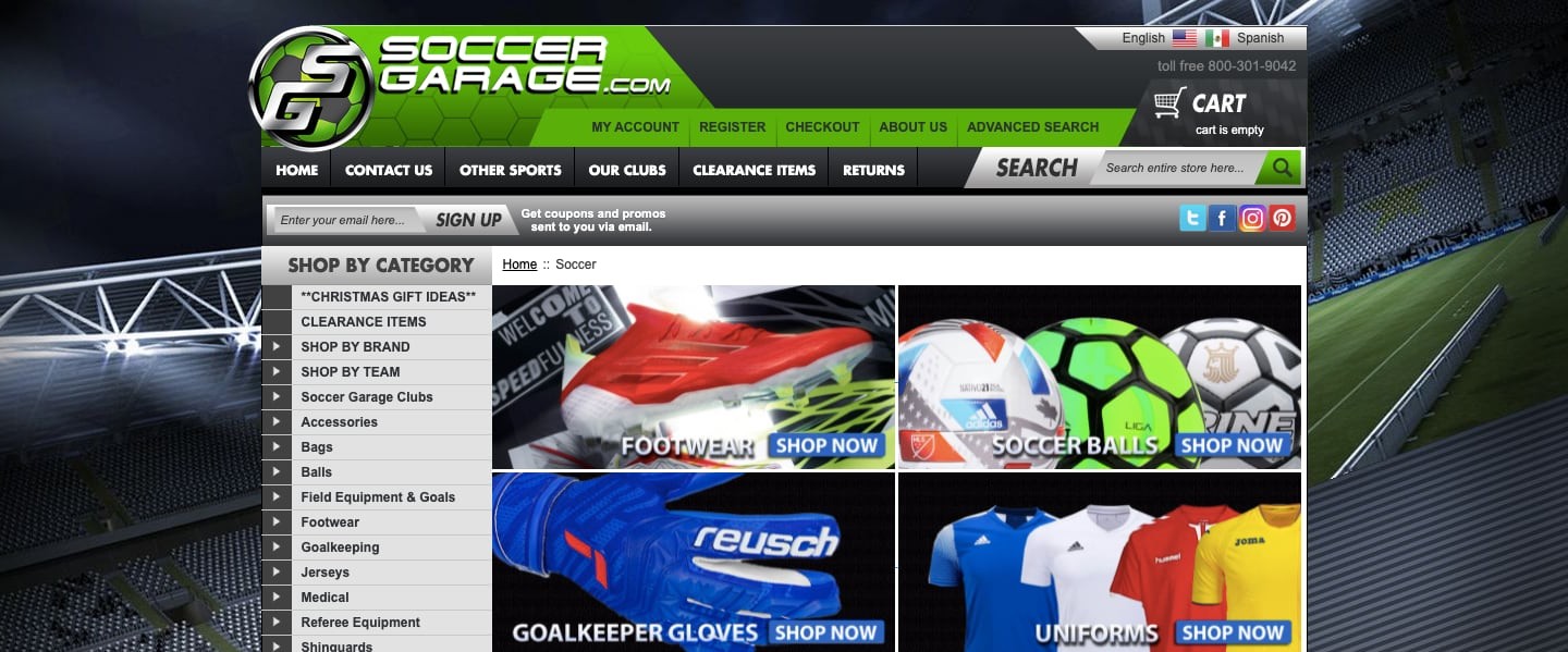 Soccer Garage Homepage