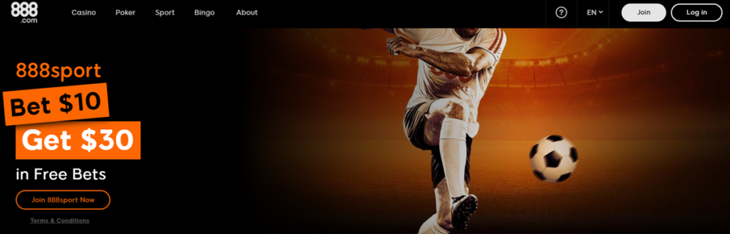 888 Sports Homepage Screenshot