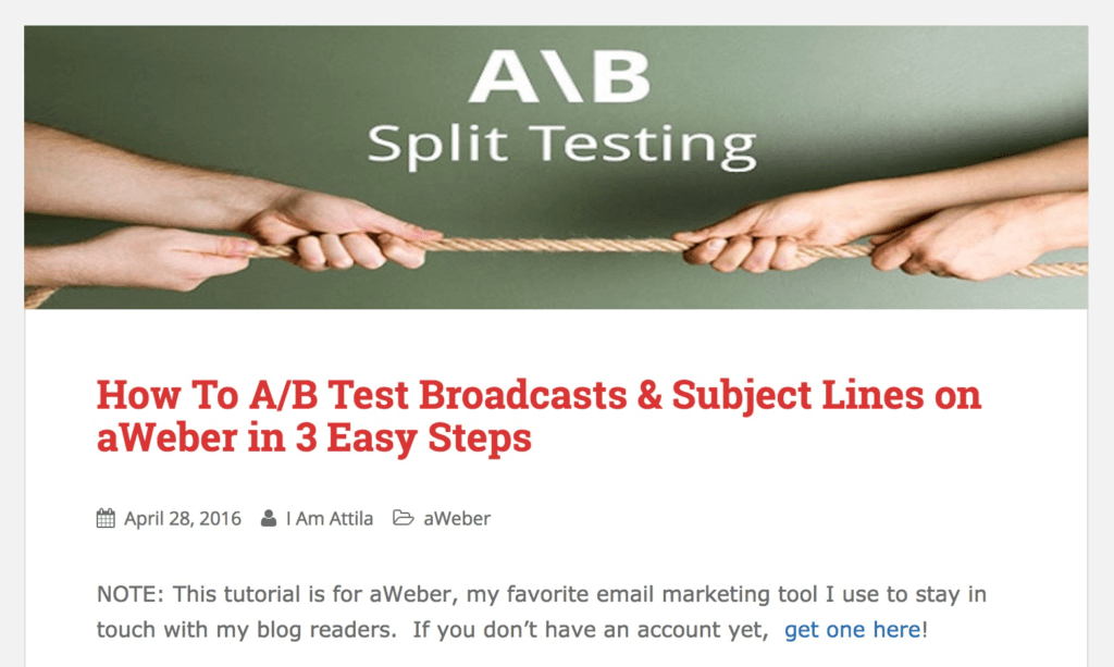 AWeber A/B Split Testing Post