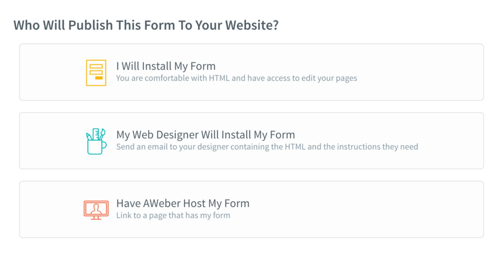 AWeber Form Hosting Options