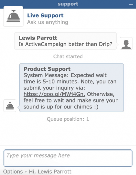 ActiveCampaign Live Support Chat