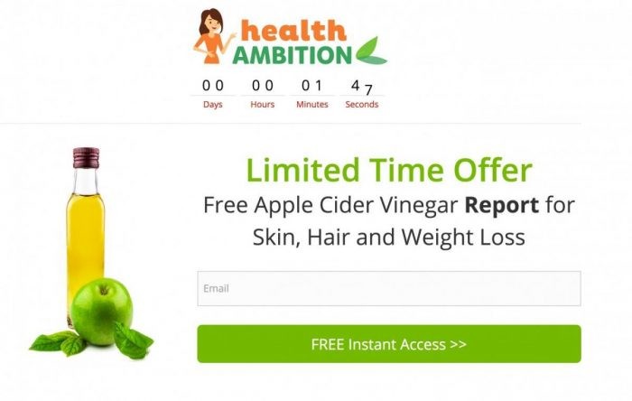 HealthAmbition apple cider vinegar opt in