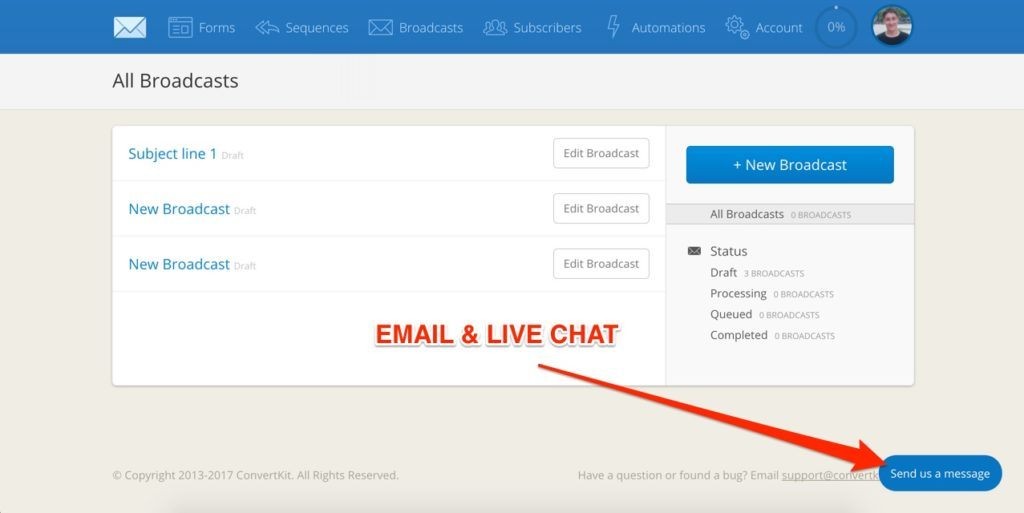 ConvertKit Email & Live Chat Support