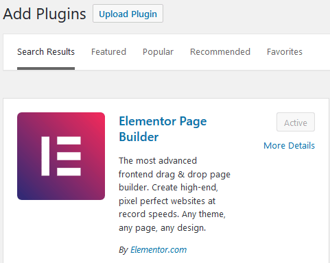 Elementor Plugin Installation