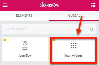 Elementor global widget list