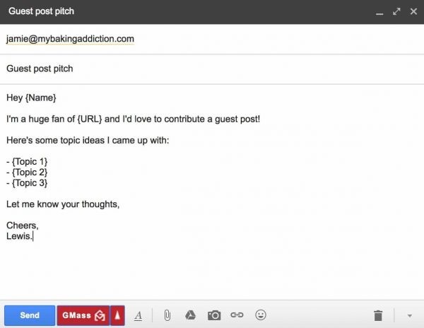 Guest post pitch email