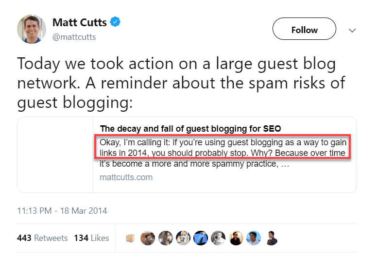Matt Cutts Twitter Comment