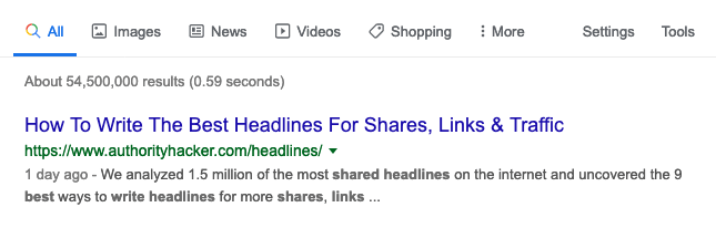 Ah Headline Search Result