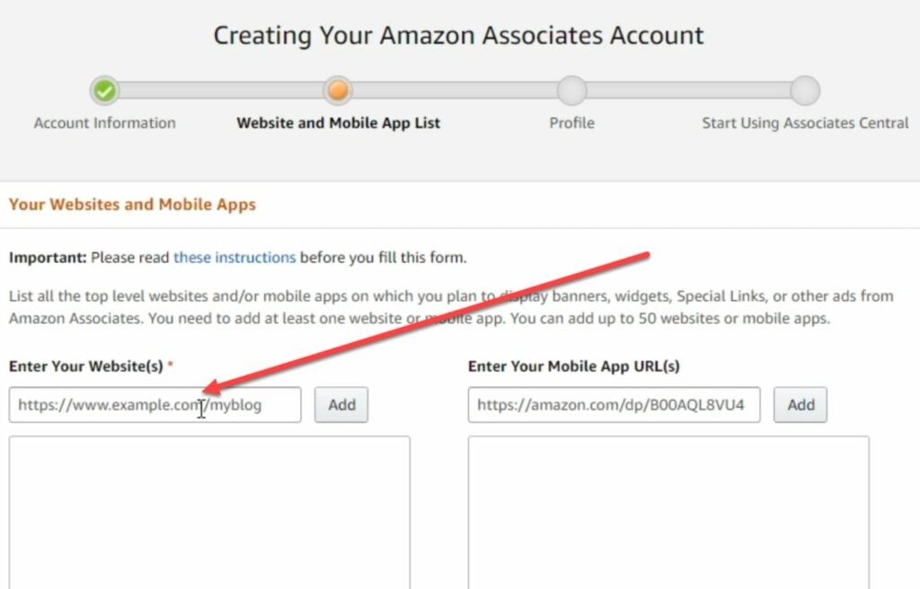 Amazon Associates Account Website