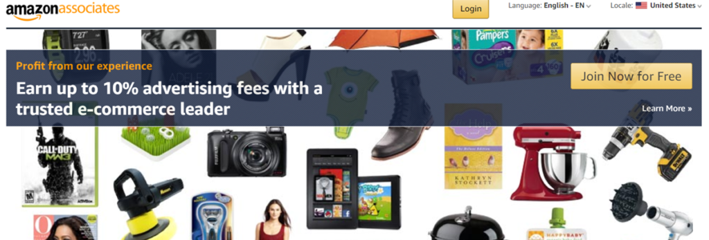 Amazon Associates Homepage Screenshot