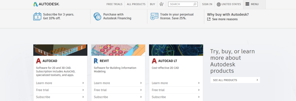 Autodesk Homepage Screenshot