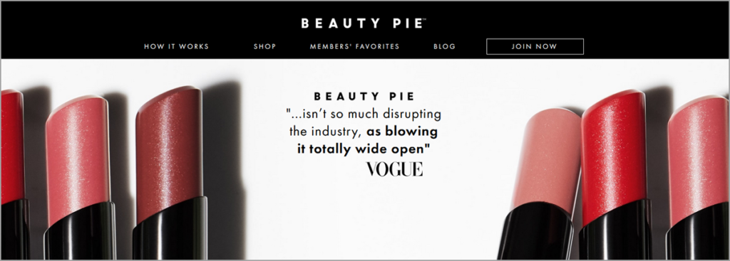 Beauty Pie Homepage Screenshot