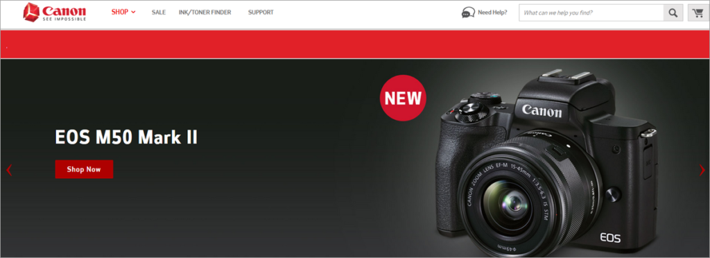 Canon Homepage Screenshot