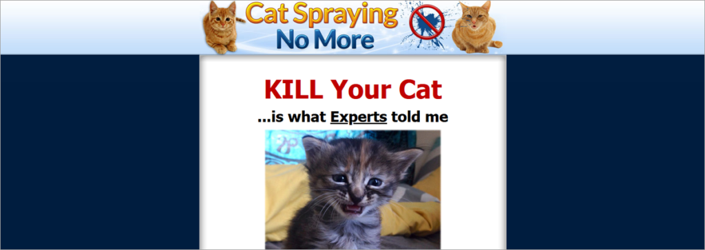 Cat Spraying No More Homepage Screenshot