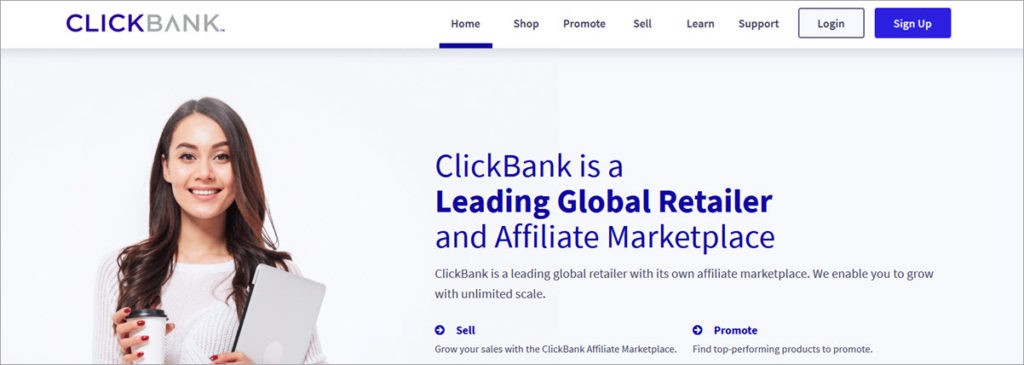 Clickbank Homepage Screesnshoot