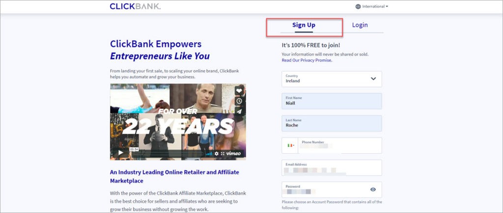 Clickbank Signup