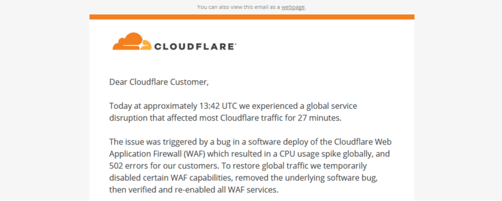 Cloudflare 502 Outage