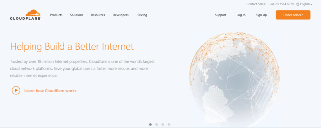 Cloudflare Cloud Network Hompage