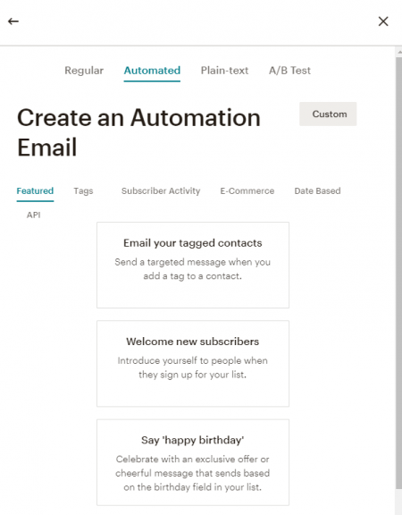 Create Automation Email in Mailchimp