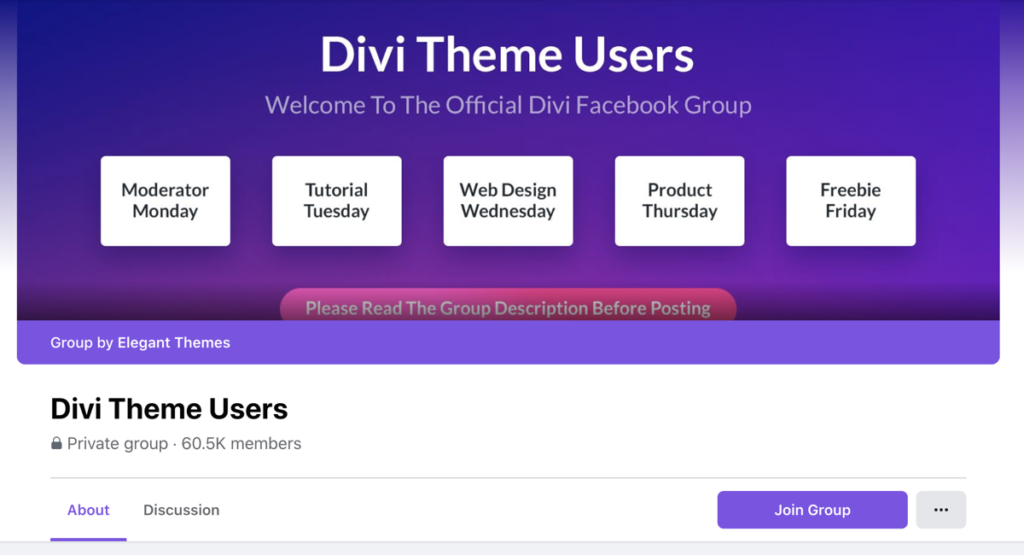 Divi Theme Users Facebook Group