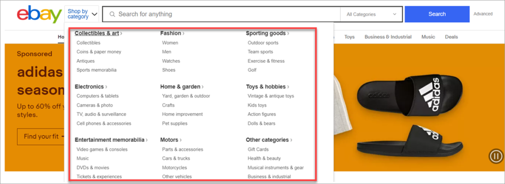 Ebay Product Categories