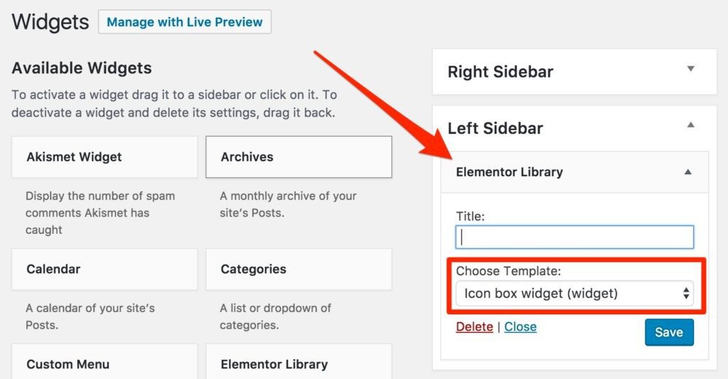 Elementor Library Wordpress Widget