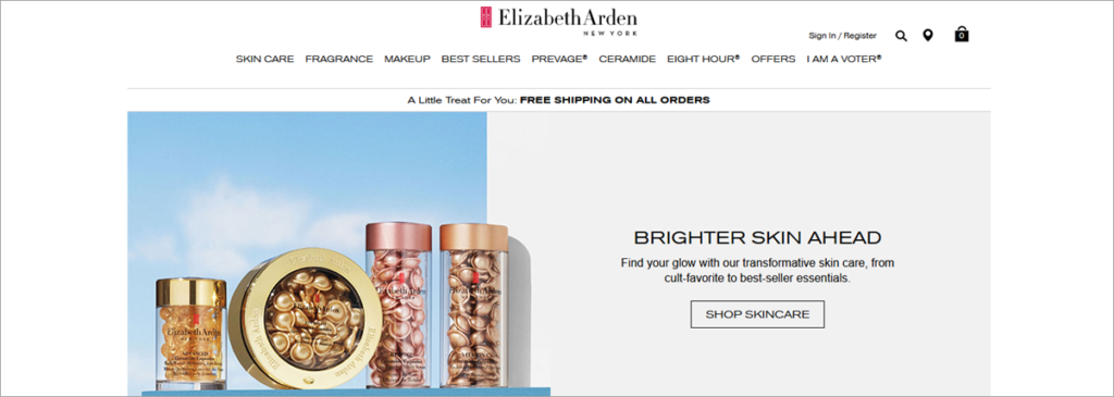 Elizabeth Arden Homepage Screenshot