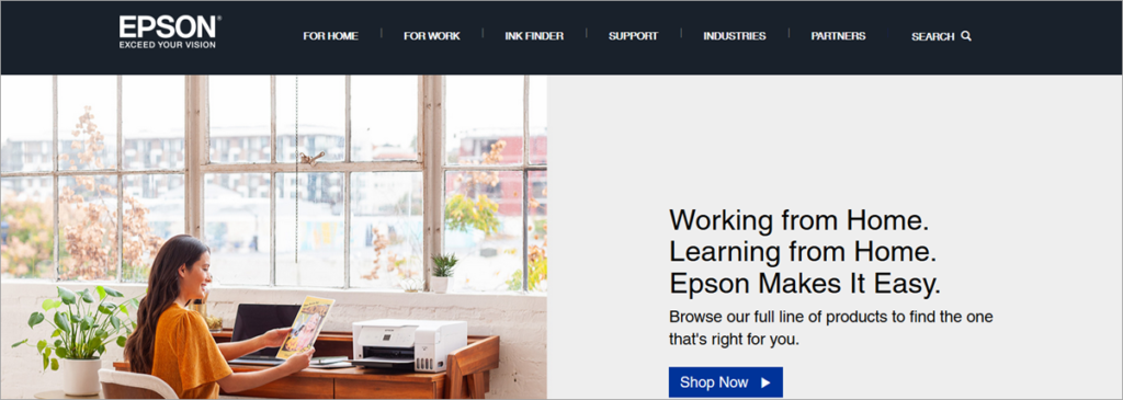 Epson Homepage Screenshot
