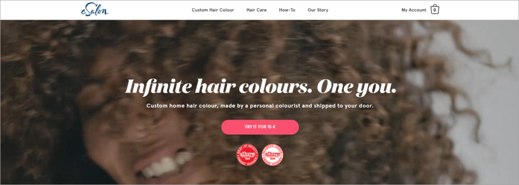 Esalon Hair Colors Homepage Screenshot