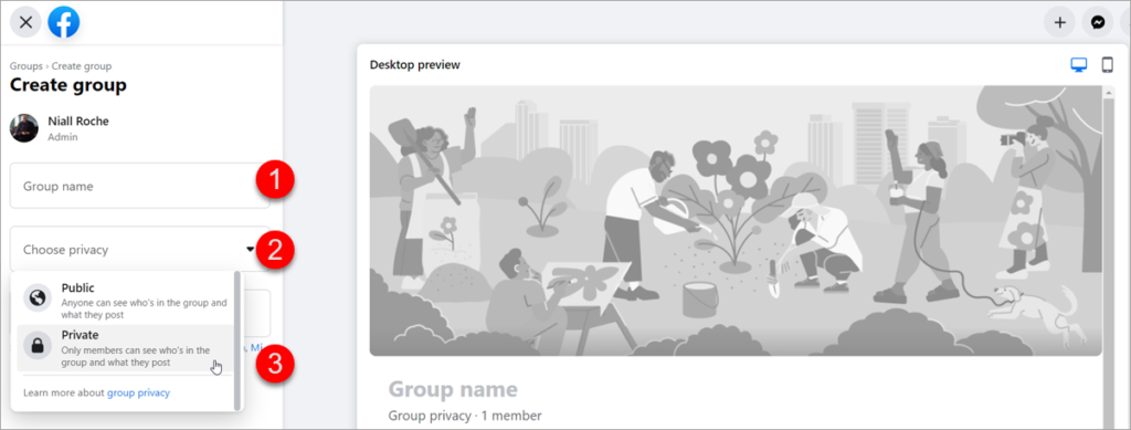 Facebook New Group Settings