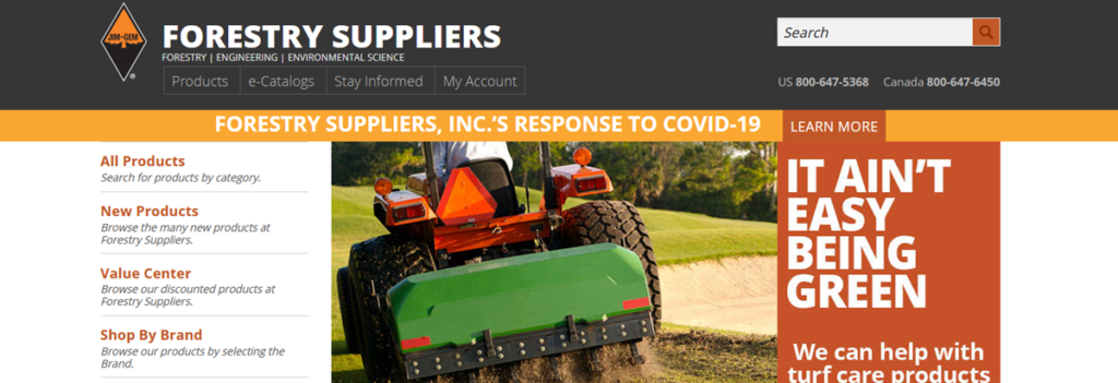 Forestry Suppliers Homepage Screenshot