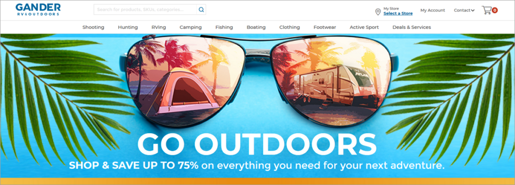 Gander Outdoors Homepage Screenshot