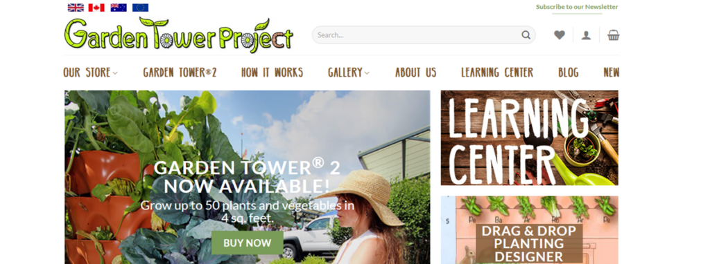 Garden Tower Homepage Screenshot