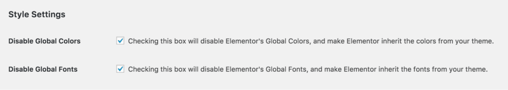 global Style Settings in Elementor