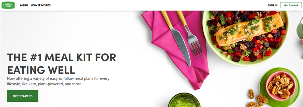Green Chef Keto Meals Homepage Screenshot