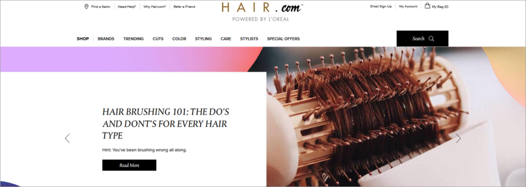 Hair Com Homepage Screenshot