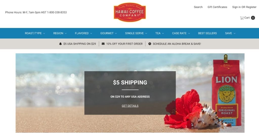 Hawaii Coffee Company Homepage