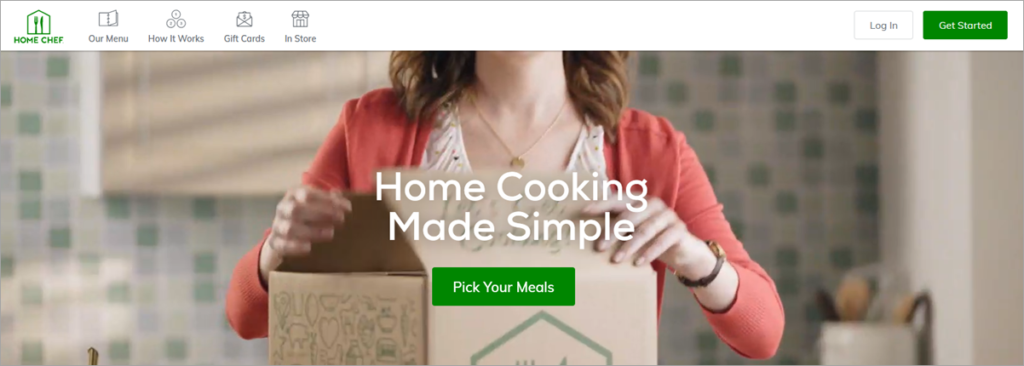 Home Chef Homepage Screenshot