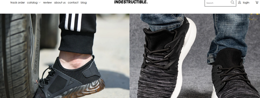 Indestructible Shoes Homepage Screenshot