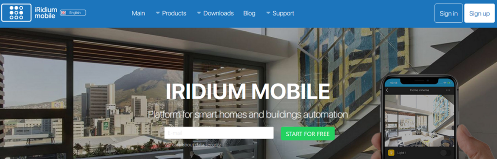 Irdium Mobile Homepage Screenshot