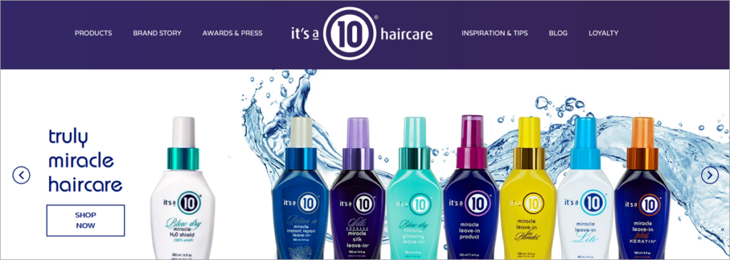 Its 10 Hair Homepage Screenshot
