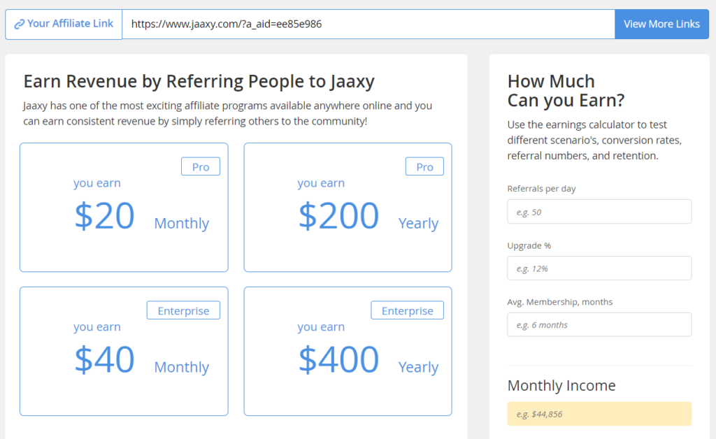 Jaaxy Affiliate Commissions