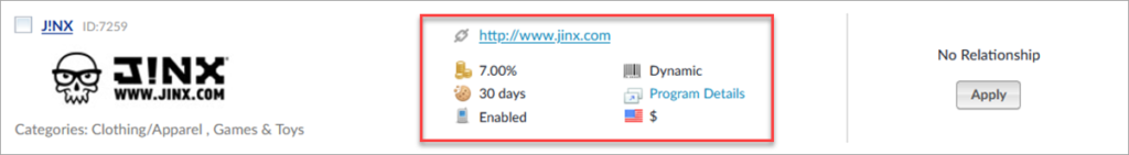 Jinx Affiliate Program Stats