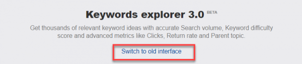 Keywords Explorer Switch Interface