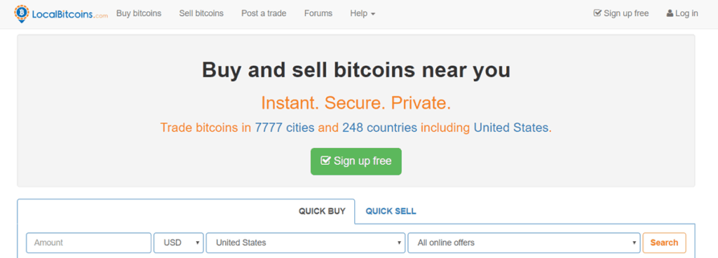 Local Bitcoins Homepage