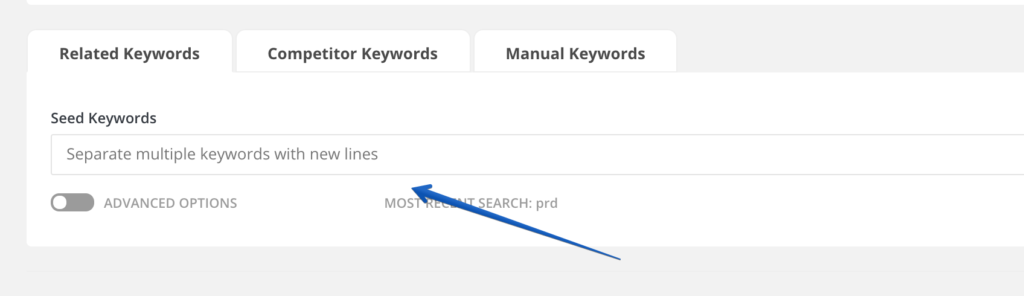 Longtailpro Seed Keyword Search Bar