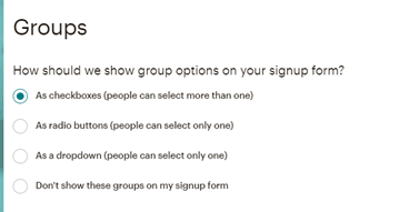 Mailchimp Group Options