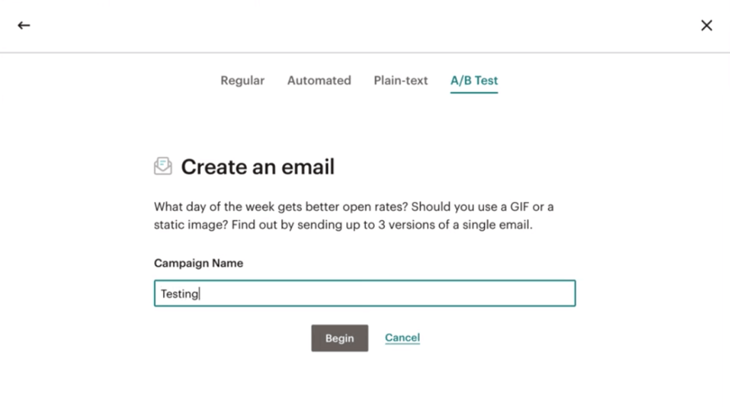 Mailchimp Split Test Campaign