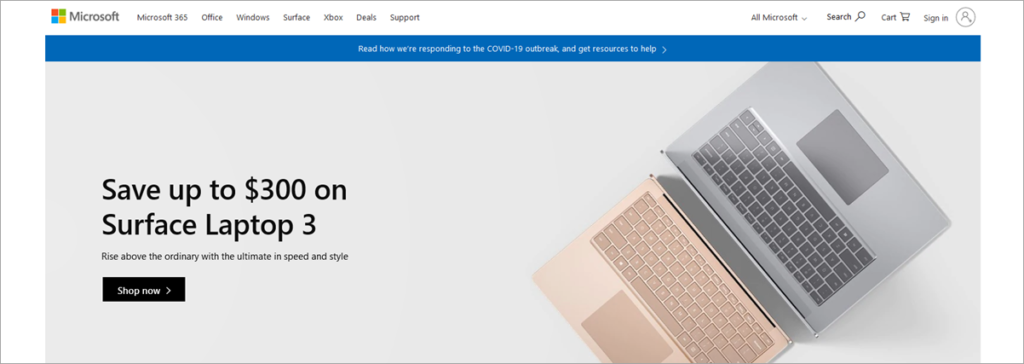Microsoft Homepage Screenshot